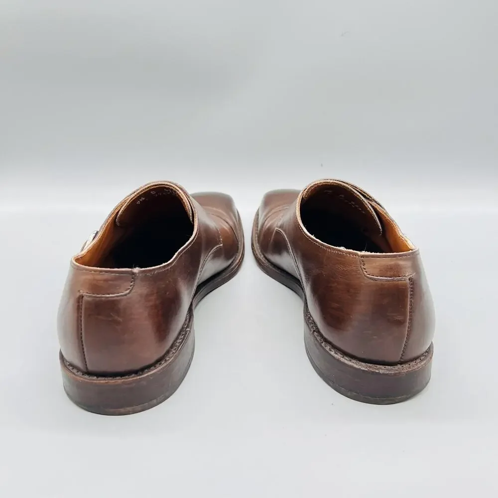 Allen Edmonds Shoes Mens 9.5 Brown Leather Double Monk Strap Cap Toe Dress